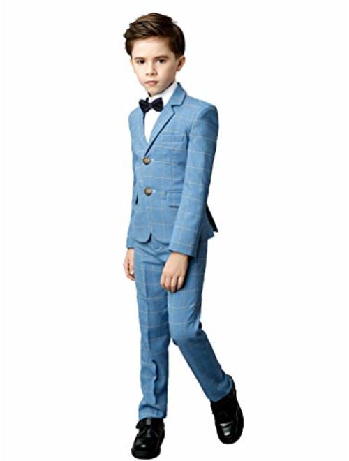YuanLu Boys Suits 5 Piece Set Slim Fit Royal Blue Boy Suit