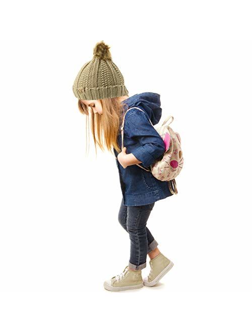 Kids CC Ages 2-7 Sherpa Lining Pompom Thick Stretchy Knit Beanie Cap Hat