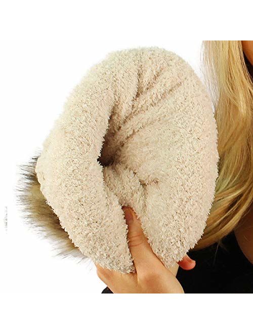 Kids CC Ages 2-7 Sherpa Lining Pompom Thick Stretchy Knit Beanie Cap Hat