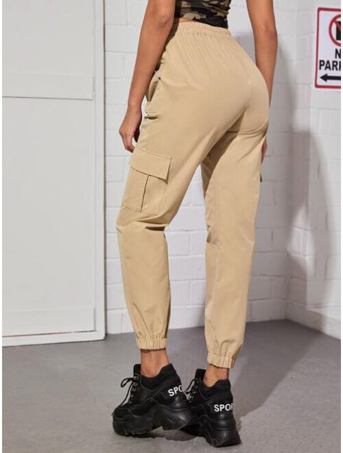 Shein Flap Pocket Side Elastic Waist Cargo Pants