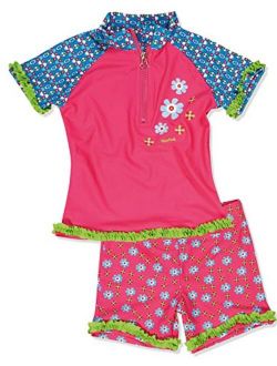 Playshoes Girl's UV Sun Protection Flower Collection Two Piece Swimsuit