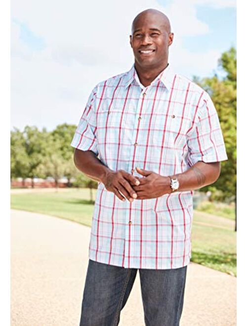 KingSize Men's Big and Tall Short-Sleeve Plaid Sport Shirt