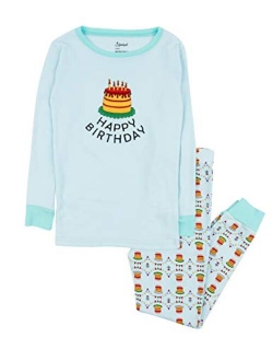 Kids Pajamas Boys Girls Hearts Birthday 2 Piece pjs Set 100% Cotton (Size 12 Months-14 Years)