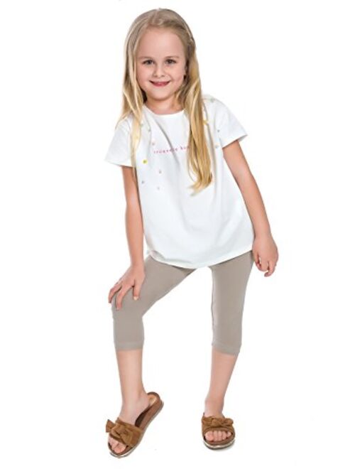 FUTURO FASHION Capri Girls Cotton Leggings Plain Colours Cropped Pants Age 2-13