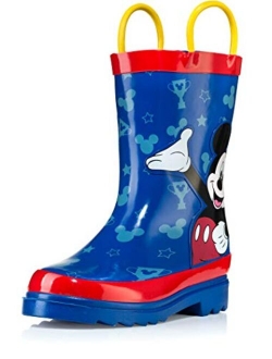 Kids Boys' Mickey Mouse Character Printed Waterproof Easy-On Rubber Rain Boots (Toddler/Little Kids)
