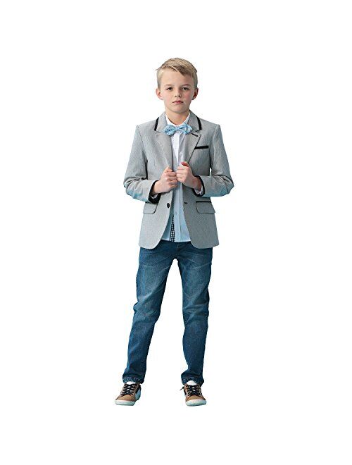 Leo&Lily Big Boys Kids 100% Cotton Dobby Stripe Blazers Jackets Coat with Lining
