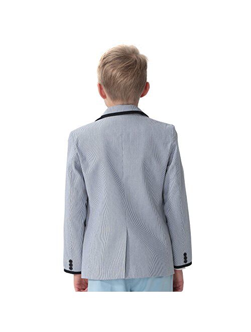 Leo&Lily Big Boys Kids 100% Cotton Dobby Stripe Blazers Jackets Coat with Lining
