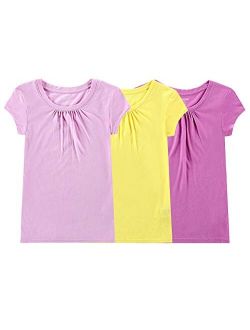 Bienzoe Girl's School Uniform Breathable Quick Dry T-Shirt 3PCS Pack