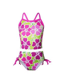 iEFiEL Kids Big Girls' Youth 2 Piece Zebra Halter Tankini Swimwear Bathing Suit (8, Rose)