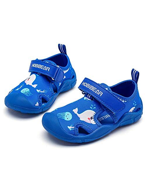 HOBIBEAR Boys Girls Water Shoes Quick Dry Closed-Toe Aquatic Sport Sandals Toddler/Little Kid 