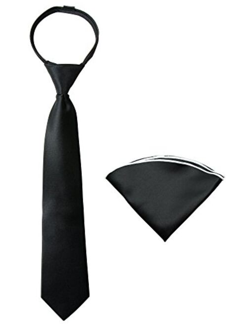 Spring Notion Boys' Satin Zipper Necktie and Handkerchief Set