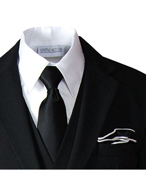 Spring Notion Boys' Satin Zipper Necktie and Handkerchief Set