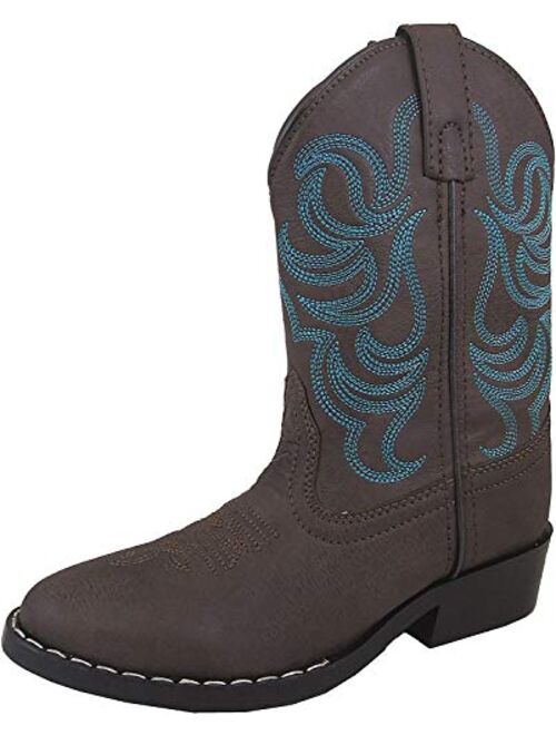 Smoky Mountain Youths' The Bull Two-Tone Leather Square Toe Brown Distress/Black Boots 6M