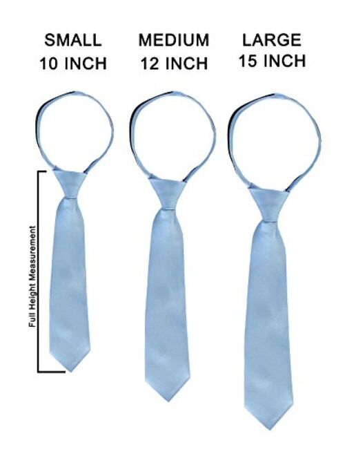 Gioberti Kid's and Boy's Solid Zipper Tie, Bow Tie and Handkerchief Set