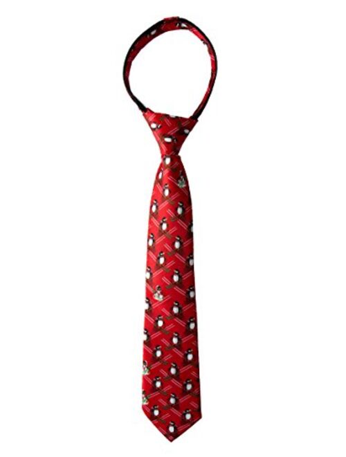 Spring Notion Boy's Printed Microfiber Christmas Theme Pretied Zipper Tie