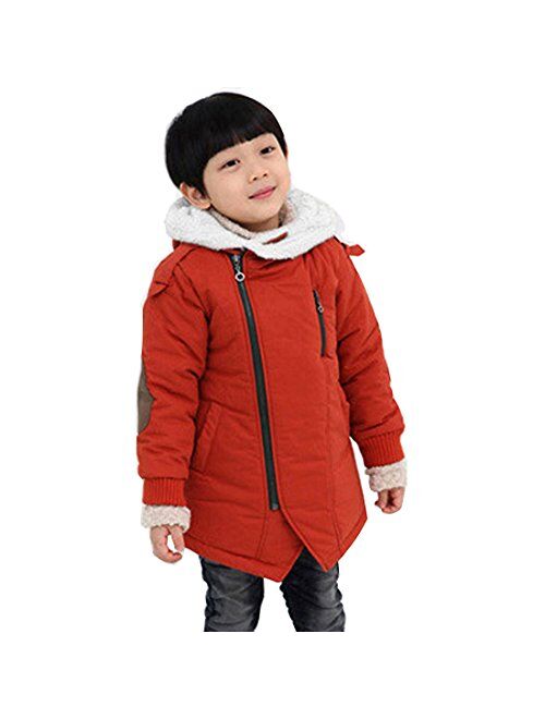 Gaorui Boys Winter Hooded Down Coat Jacket Thick Wool Inside Kids Warm Faux Fur Outerwear Coat