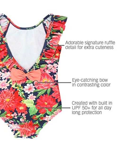 Sun Protection RuffleButts Girls Ruffle Strap One Piece Swimsuit w/UPF 50