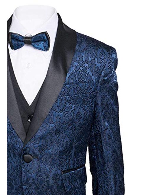 Boys Premium Paisley Patterned and Solid Shawl Lapel Tuxedos - Many Colors