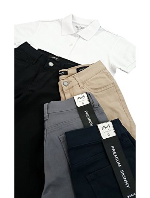 PRO 5 Girls Junior School Uniform Skinny Stretched Pants Black/Navy/Khaki/Grey 0~15