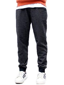 Boy's Cotton Sweatpants Adjustable Waist Jogger Pants Trousers in Basic Colors