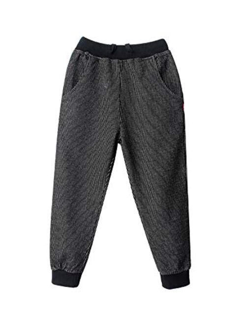 Boy's Cotton Sweatpants Adjustable Waist Jogger Pants Trousers in Basic Colors