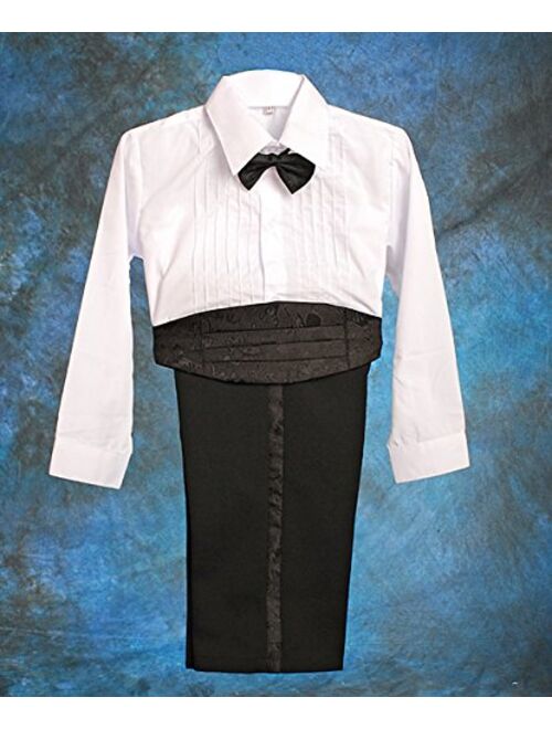 Dressy Daisy Boys Classic Tuxedo w/Tail 5 Pcs Set Formal Suits Wedding Outfit 001 