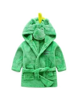 Baby Boys Robe Animal Coral Fleece Bathrobe Unisex Kids Hooded Sleepwear Pjs