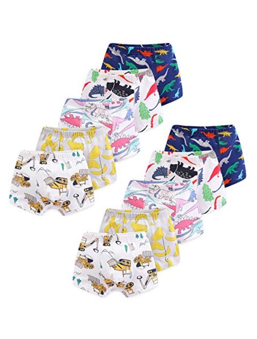 CHUNG Toddler Little Boys Underwear Soft Modal+ Cotton Boxer Briefs Pack of 5/10 Dinosaur 2-9Y