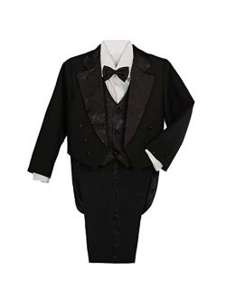 Dressy Daisy Boys' Classic Fit Tuxedo Suit with Tail 5 Pcs Set Formal Suits Wedding Outfit 011