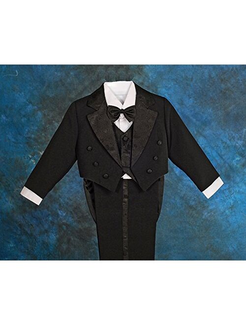 Dressy Daisy Boys' Classic Fit Tuxedo Suit with Tail 5 Pcs Set Formal Suits Wedding Outfit 011