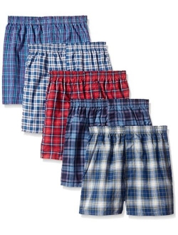 Boys' Woven Boxer, Exposed and Covered Waistband (Pack of 5)