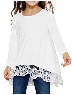 Girls Casual Tunic Tops Long Sleeve Loose Soft Blouse T-Shirt for 4-13 Years