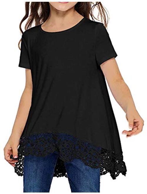 Arshiner Girls Casual Tunic Tops Long Sleeve Loose Soft Blouse T-Shirt for 4-13 Years