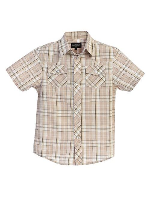 Gioberti Boys Casual Western Plaid Pearl Snap-on Buttons Short Sleeve Shirt
