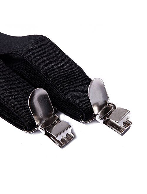 HDE Boys Solid Color Suspenders Kids Adjustable Elastic Y Back with Metal Clips