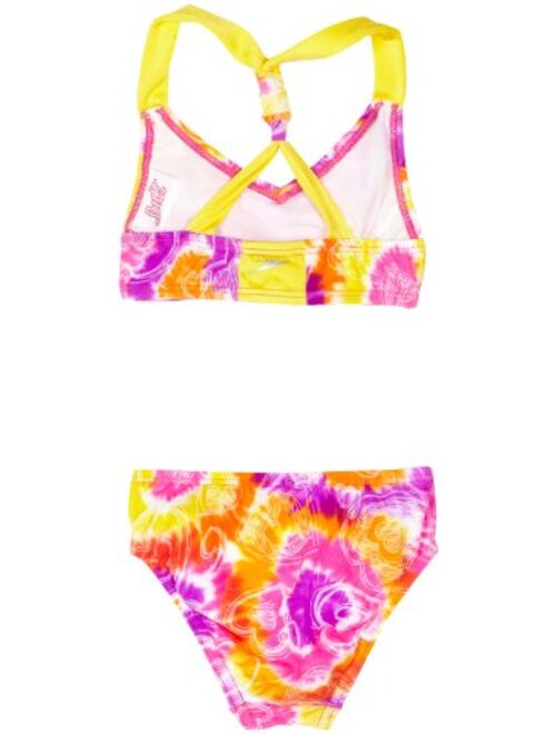 Speedo Big Girls' Tye Dye Love Scrunchy Back Camikini Two Piece Swimsuit