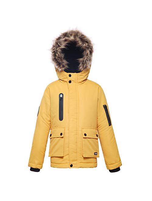 Rokka&Rolla Boys' Water-Resistant Hooded Heavy Padded Winter Coat Lined Thickened Insulated Parka Anorak Puffer Jacket
