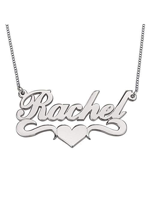 HACOOL Personalized Names Custom Name Necklace Pendant in 18K Gold Plated Custom Made with Any Name Chain