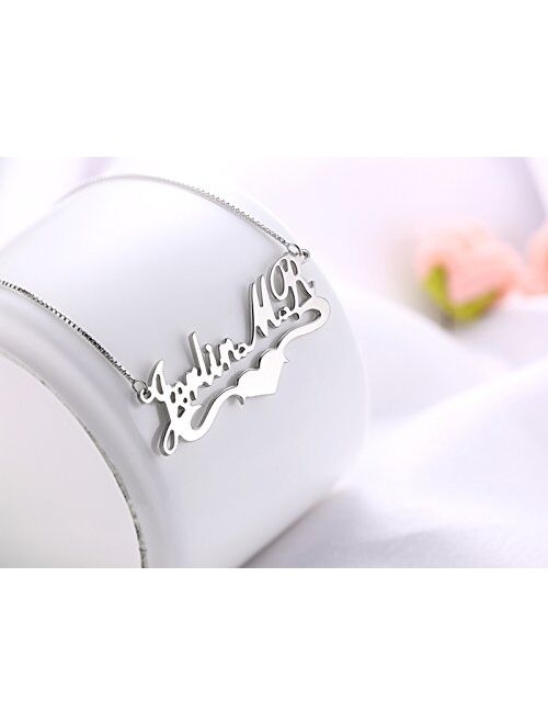 HACOOL Personalized Names Custom Name Necklace Pendant in 18K Gold Plated Custom Made with Any Name Chain