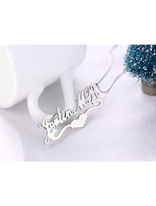 HACOOL Personalized Names Custom Name Necklace Pendant in 18K Gold Plated Custom Made with Any Name Chain