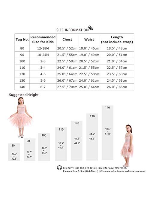 OBEEII Little Girl Swan Princess Feather Fringes Tutu Dress Pageant Party Wedding Dance Formal Birthday Short Tiered Gown