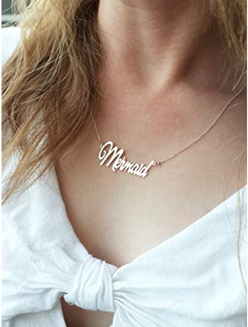 Name Necklace Personalized, Custom Made Nameplate Necklace Dainty Sterling Silver Gift for Mother Girlfriend