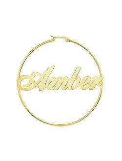 VAttract Custom Personalized Name Hoop Earrings as a Gift for Women Girls 2.5 Inch