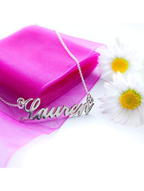 RESVIVI Personalized Sterling Silver Name Necklace Custom Made Any name Pendant Necklace