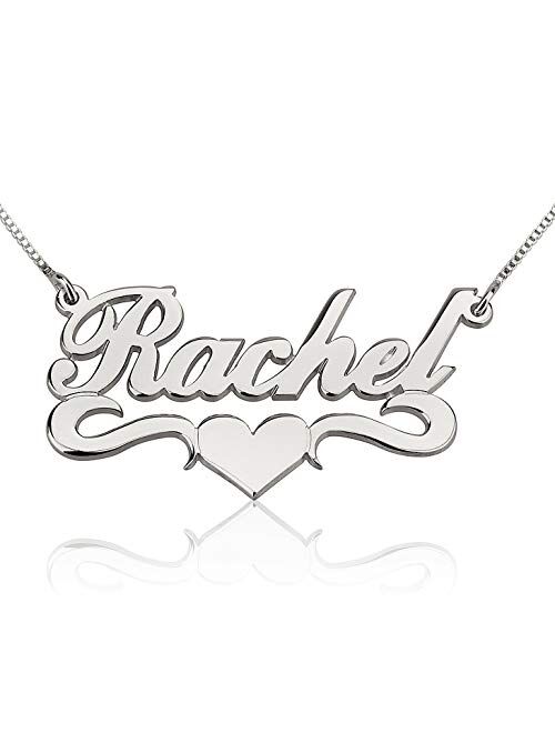 RESVIVI Personalized Sterling Silver Name Necklace Custom Made Any name Pendant Necklace