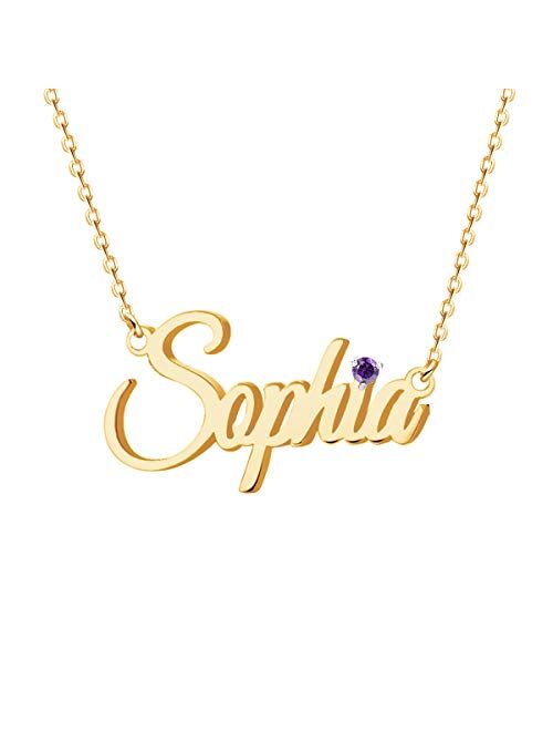Custom Name Necklace Personalized,Name Plate Necklace 18K Gold Jewelry Gift for Women