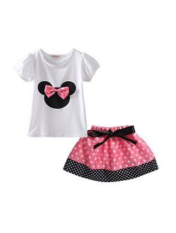 Little Girls Birthday Outfit Dot Summer Clothing Set for 1-6 Years