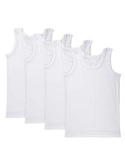 Brix Toddler Boys Girls Tank Top Undershirts White Tagless Super Soft 4 Pack.