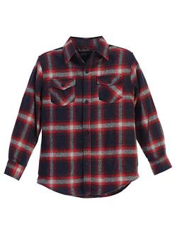 Boys Long Sleeve Plaid Checked Flannel Shirt