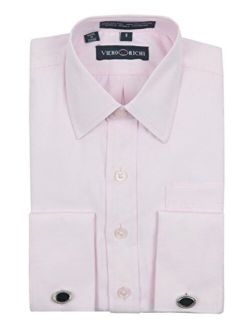 Viero Richi Boys French Cuff Dress Shirt Regular & Husky Sizes (Cufflinks Included)